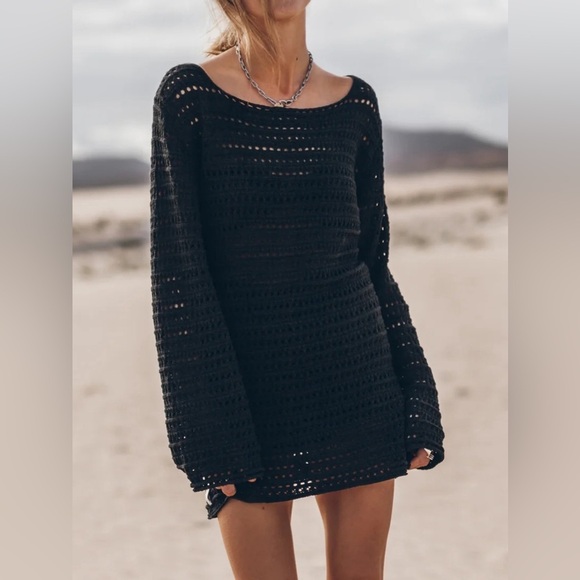 Other - Openwork Tied Open Back Sweater